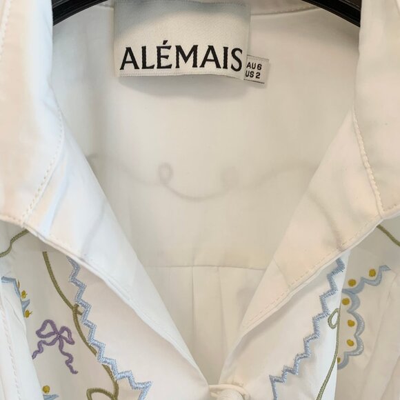 Giulia Embroidered Mini Dress in Cream - Picture 8 of 8